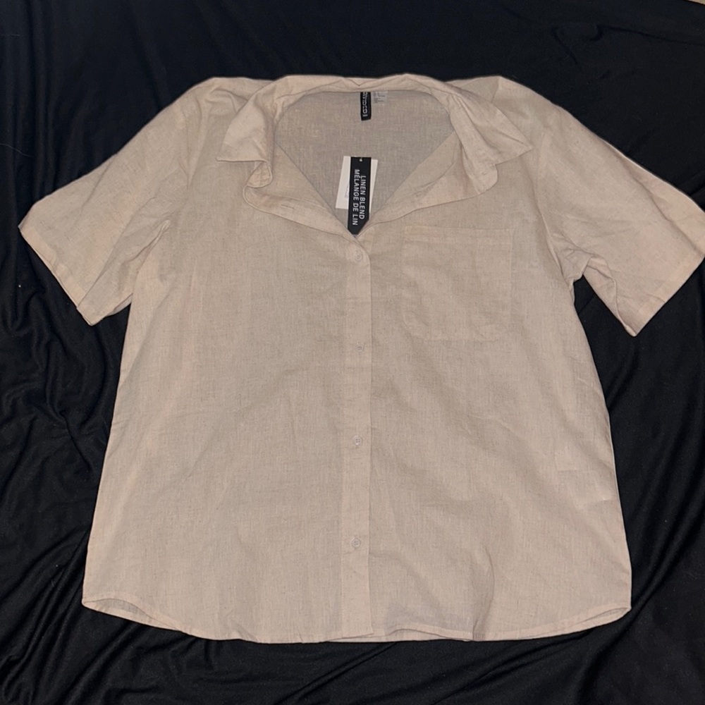 Linen, short sleeve button up shirt